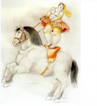  circo Obras - Mujer de circo a caballo Fernando Botero